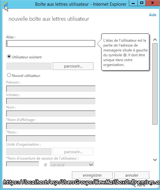 Boîte aux lettres utilisateur - Internet Explorer